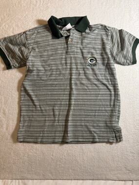 Vintage 90s Green Bay Packers Logo 7 Striped Polo Shirt Men’s Medium NFL